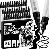 ARTISTRO Black Dual-Tip Acrylic Paint Marker Pens - Set of 36