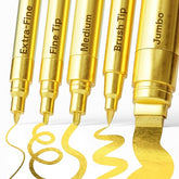 ARTISTRO 5 Gold Paint Pen for Rock, Glass, Ceramic, Wood, Tire, Fabric, Metal, Canvas, Marking, Painting - Set of 5 Acry