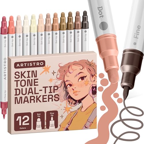 ARTISTRO Skin Tones Dual-Tip Acrylic Paint Marker Pens - Set of 12