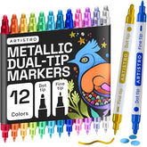 ARTISTRO Metallic Dual-Tip Acrylic Paint Marker Pens - Set of 12