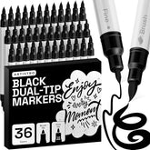 ARTISTRO 36 Black Dual-Tip Acrylic Paint Marker Pens for Drawing
