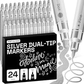 ARTISTRO Silver Dual-Tip Acrylic Paint Marker Pens - Set of 24