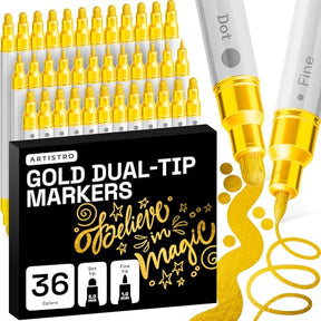 ARTISTRO Gold Dual-Tip Acrylic Paint Marker Pens - Set of 36