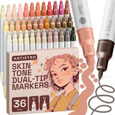 ARTISTRO Skin Tones Dual-Tip Acrylic Paint Marker Pens - Set of 36