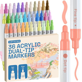 ARTISTRO 36 Pastel Dual-Tip Acrylic Paint Marker Pens