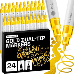ARTISTRO Gold Dual-Tip Acrylic Paint Marker Pens - Set of 24