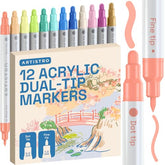 ARTISTRO 12 Pastel Dual-Tip Acrylic Paint Marker Pens