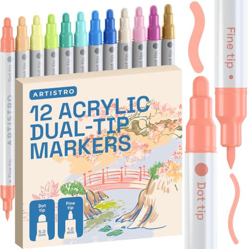 ARTISTRO 12 Pastel Dual-Tip Acrylic Paint Marker Pens