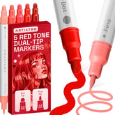 ARTISTRO Red Tones Dual-Tip Acrylic Paint Marker Pens - Set of 5