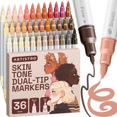 ARTISTRO 36 Skin Tones Dual-Tip Acrylic Paint Marker Pens for Drawing