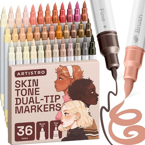 ARTISTRO 36 Skin Tones Dual-Tip Acrylic Paint Marker Pens for Drawing