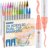 ARTISTRO 24 Pastel Dual-Tip Acrylic Paint Marker Pens