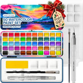 ARTISTRO 50 Watercolor Paint Set, Sunrise Set, Palette & Brushes