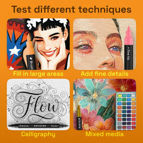 ARTISTRO 36 Acrylic Paint Markers - Paint Pens for Drawing, Brush + Fine Tips - For Fabric, Rock, Glass, Wood, DIY - Art & Craft Supplies for Adults, Teens, Kids - Teacher Appreciation Gift