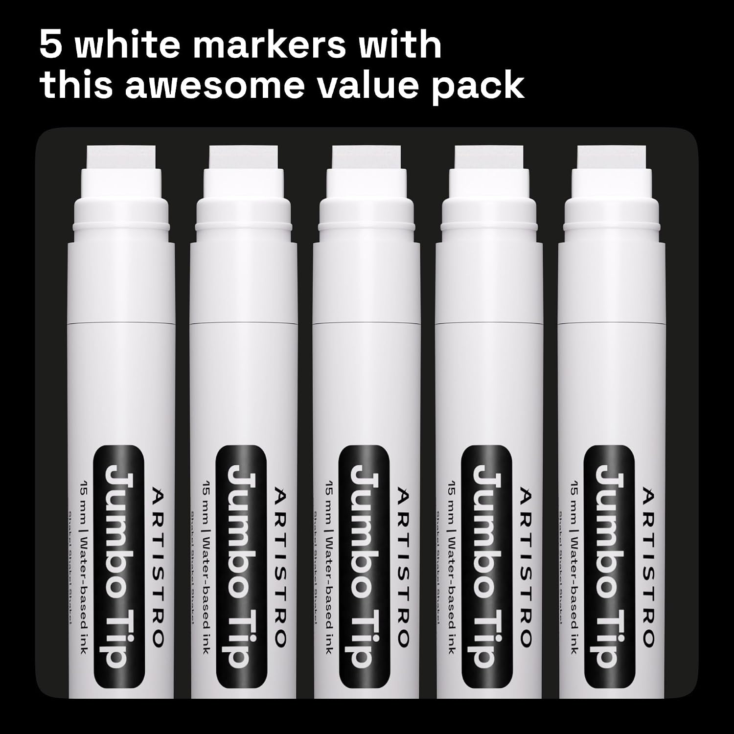 ARTISTRO White Paint Pens - Jumbo Tips - Set of 5
