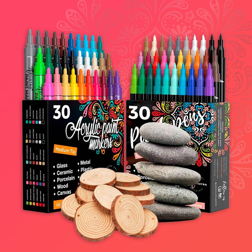 24 Artistro Cute Acrylic Paint Pens 12 White 12 Black Markers Medium Tip  for Rock Painting, Wood and Glass Art, Artist Gifts, Kids Craft -  Hong  Kong