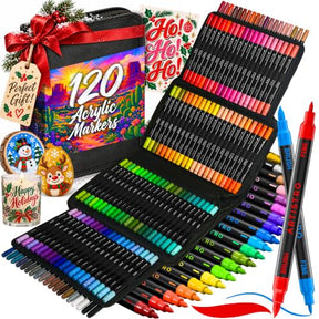 ARTISTRO 120 Acrylic Paint Markers, Dual-Tip Paint Pens, Black Bag
