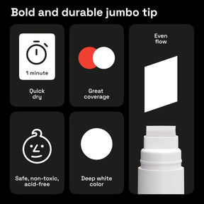 ARTISTRO 2 White Acrylic Paint Markers - 15mm Jumbo-Tip Paint Pens - Perfect for Crafting, Art Projects, & More