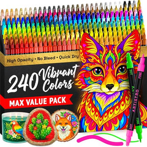 ARTISTRO Precision Dual-Tip Acrylic Paint Marker Pens - Set of 240