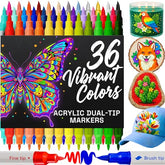 ARTISTRO 36 Acrylic Paint Markers - Paint Pens for Glass Marking, Rock Painting, Ceramic, Wood, Fabric, DIY, Craft, Canv