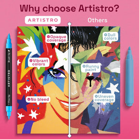 ARTISTRO 36 Acrylic Paint Markers - Paint Pens for Drawing, Brush + Fine Tips - For Fabric, Rock, Glass, Wood, DIY - Art & Craft Supplies for Adults, Teens, Kids - Teacher Appreciation Gift