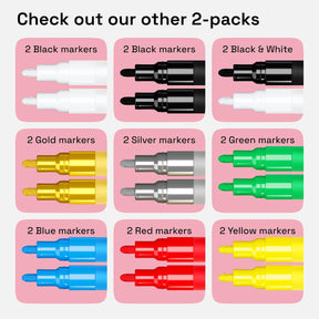 ARTISTRO 2 Gold & Silver Acrylic Paint Markers - 3mm Medium-Tip Paint Pens - Perfect for Crafting, Art Projects, & More