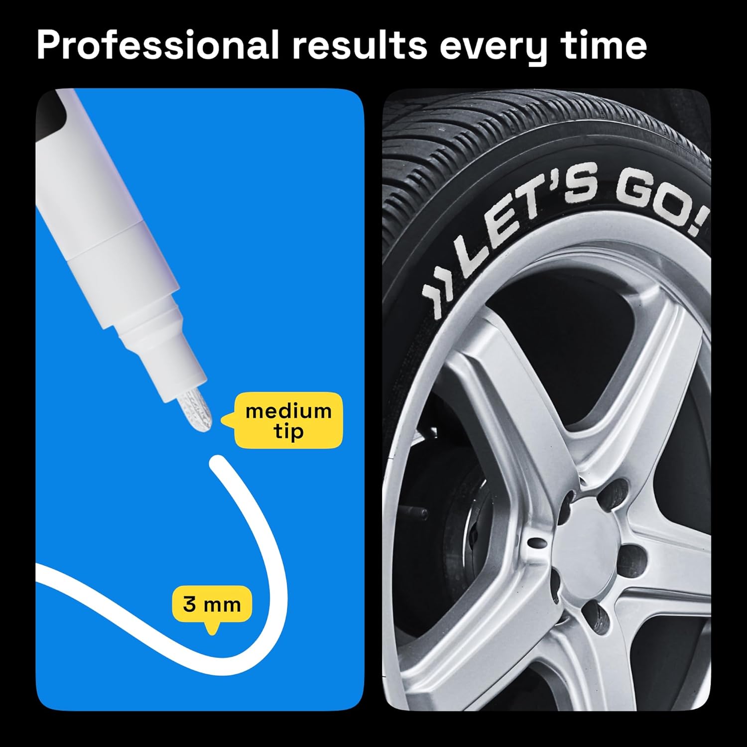 ARTISTRO 5 Oil-Based Permanent Paint Markers - Medium Tip Markers for Tire, Wood, Rock, Fabric, Glass, Ceramic, Metal, Plastic, and More - Quick Dry, Waterproof, White