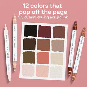 ARTISTRO Skin Tones Dual-Tip Acrylic Paint Marker Pens - Set of 12