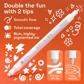 ARTISTRO 36 White Dual-Tip Acrylic Paint Marker Pens