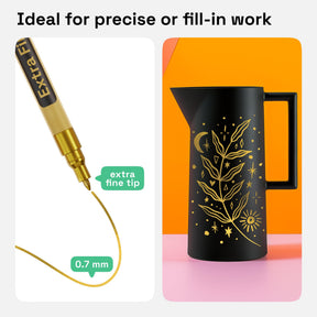 ARTISTRO 2 Gold Permanent Marker - Waterproof Markers for Tire, Fabric, Rocks, Glass, Ceramic, Wood, Paper - Oil Based M