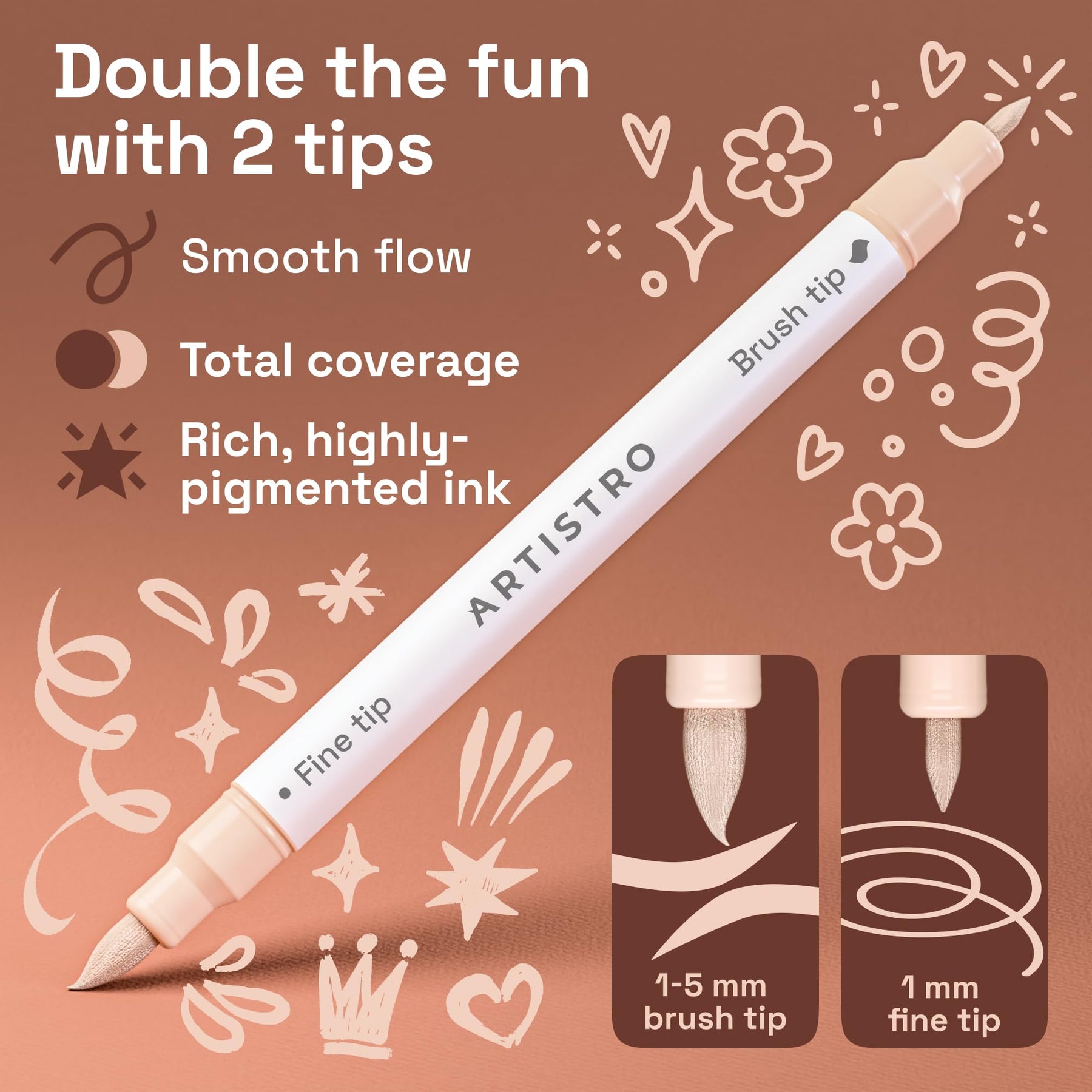 ARTISTRO 36 Skin Tones Dual-Tip Acrylic Paint Marker Pens for Drawing