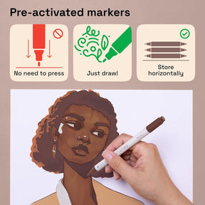 ARTISTRO 24 Skin Tone Acrylic Paint Markers - Paint Pens Dual Tip Brush + Fine Ideal for Calligraphy - Perfect for Fabric, Rock, Glass, Wood, DIY - Art Supplies, Stocking Stuffers, Christmas Gift Idea