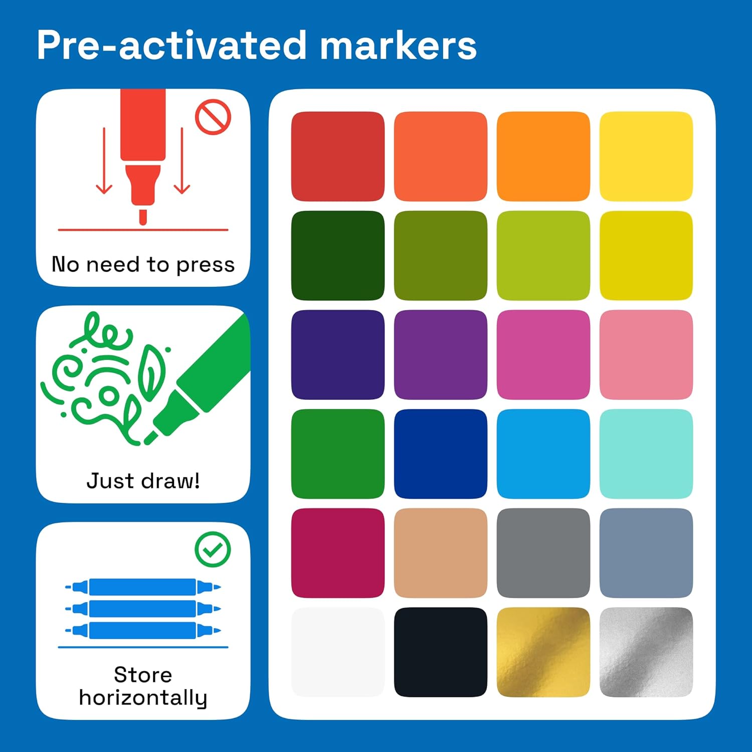 ARTISTRO 24 Fabric Markers - Fine Tip Fabric Markers Permanent for Clothes - No Bleed Pens for T-Shirts, Bags, Textile, Canvas, and more