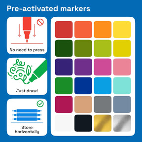 ARTISTRO 24 Fabric Markers - Fine Tip Fabric Markers Permanent for Clothes - No Bleed Pens for T-Shirts, Bags, Textile, Canvas, and more