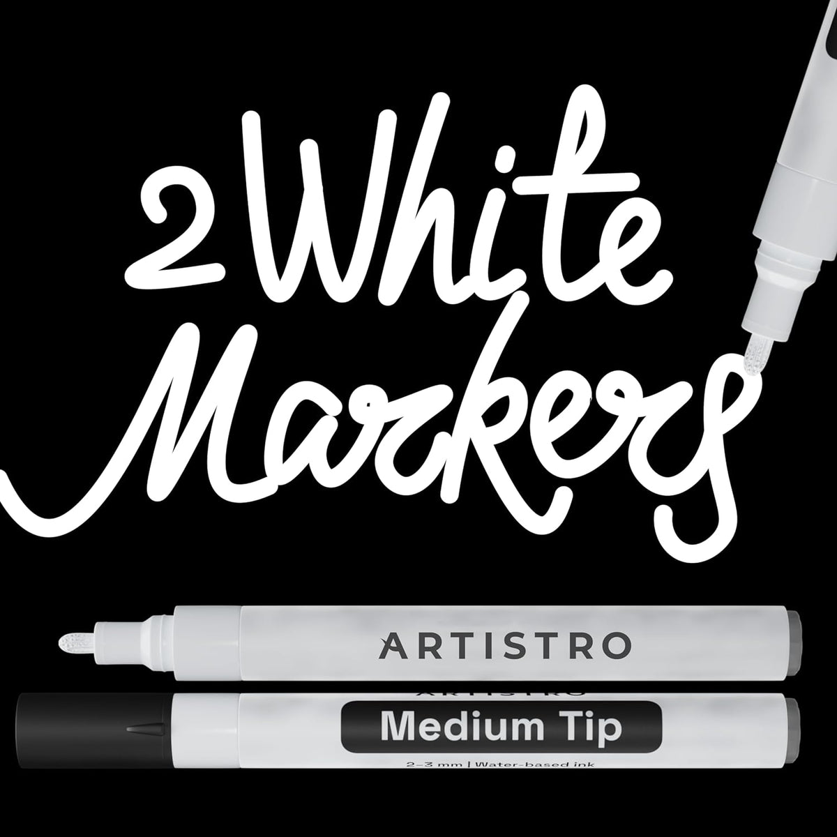 ARTISTRO White Paint Pen for Rock Painting, Stone, Ceramic, Glass, Wood,  Tire, Fabric, Metal, Canvas. Set of 5 Acrylic Paint White Marker  Water-based Extra-fine Tip in Saudi Arabia