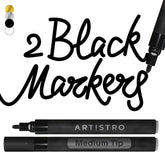 ARTISTRO 2 Black Acrylic Paint Markers - 3mm Medium-Tip Paint Pens - Perfect for Crafting, Art Projects, & More