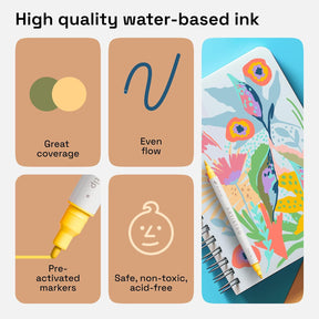 ARTISTRO 24 Pastel Acrylic Paint Markers - Paint Pens Dual Tip Brush + Fine Ideal for Calligraphy - Perfect for Fabric, Rock, Glass, Wood, DIY - Art Supplies, Stocking Stuffers, Christmas Gift Idea