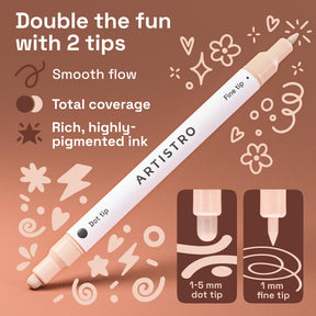ARTISTRO Skin Tones Dual-Tip Acrylic Paint Marker Pens - Set of 36