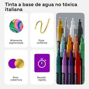 ARTISTRO 12 Metallic Paint Pens for Glass Marking, Rock Painting, Ceramic, Wood, Fabric, Scrapbooking, DIY Craft Making, Coloring - Acrylic Paint Markers Medium Tip 3mm