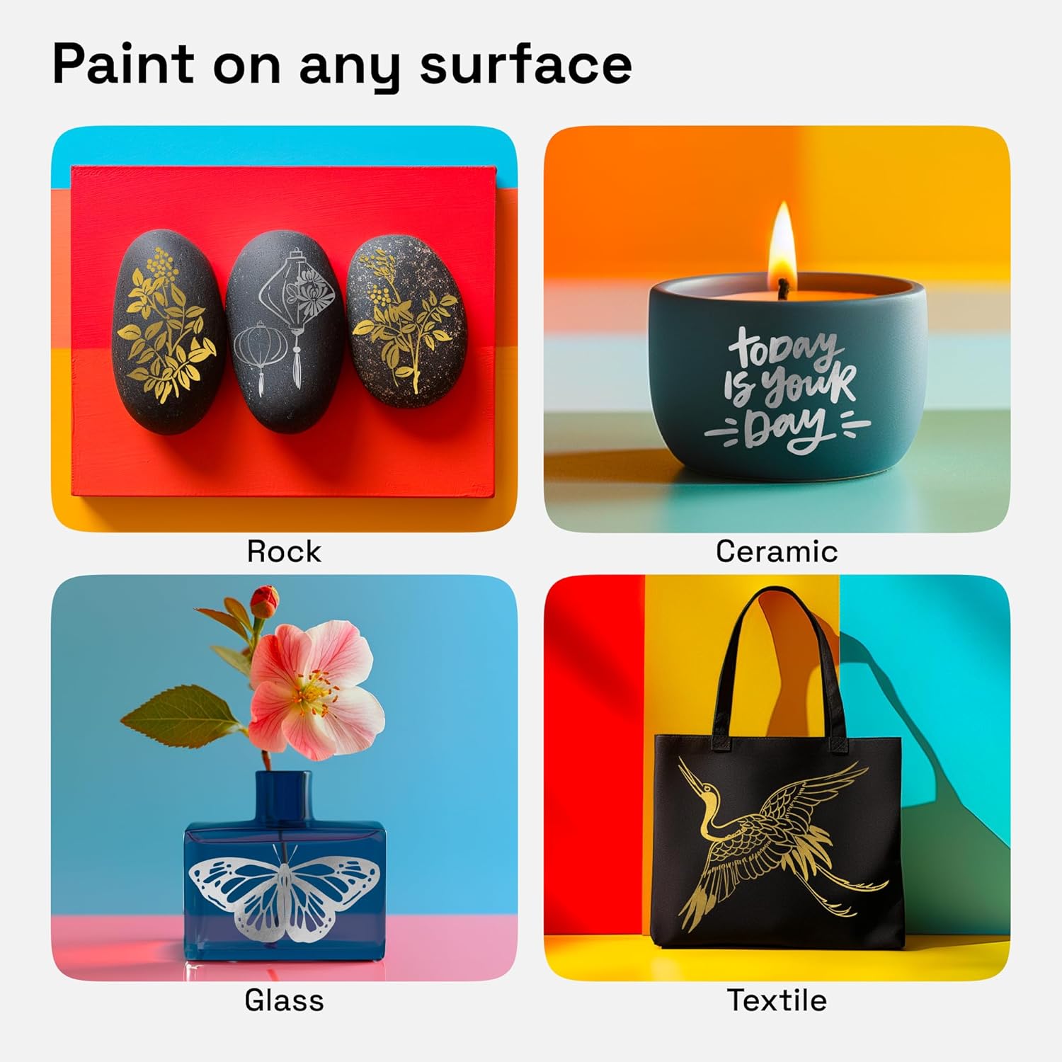 ARTISTRO 2 Gold&Silver Dual-Tip Acrylic Paint Pens - Multisurface Metallic Markers for Glass, Rock, Fabric, Wood, Plastic & More - 1 mm Fine & Brush Tips