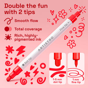 ARTISTRO 12 Red Tones Dual-Tip Acrylic Paint Marker Pens