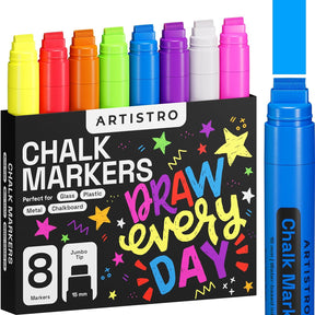 8ct JUMBO 15mm Tip Chalk Markers Window Markers Vivid Colors 