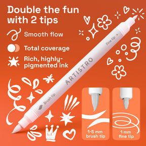 ARTISTRO 24 White Dual-Tip Acrylic Paint Marker Pens for Drawing