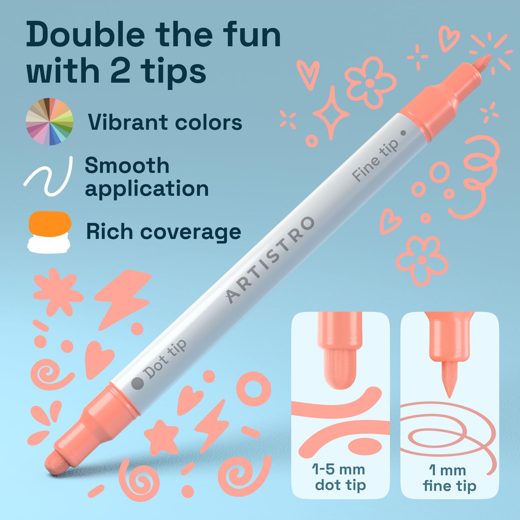 ARTISTRO 36 Pastel Dual-Tip Acrylic Paint Marker Pens