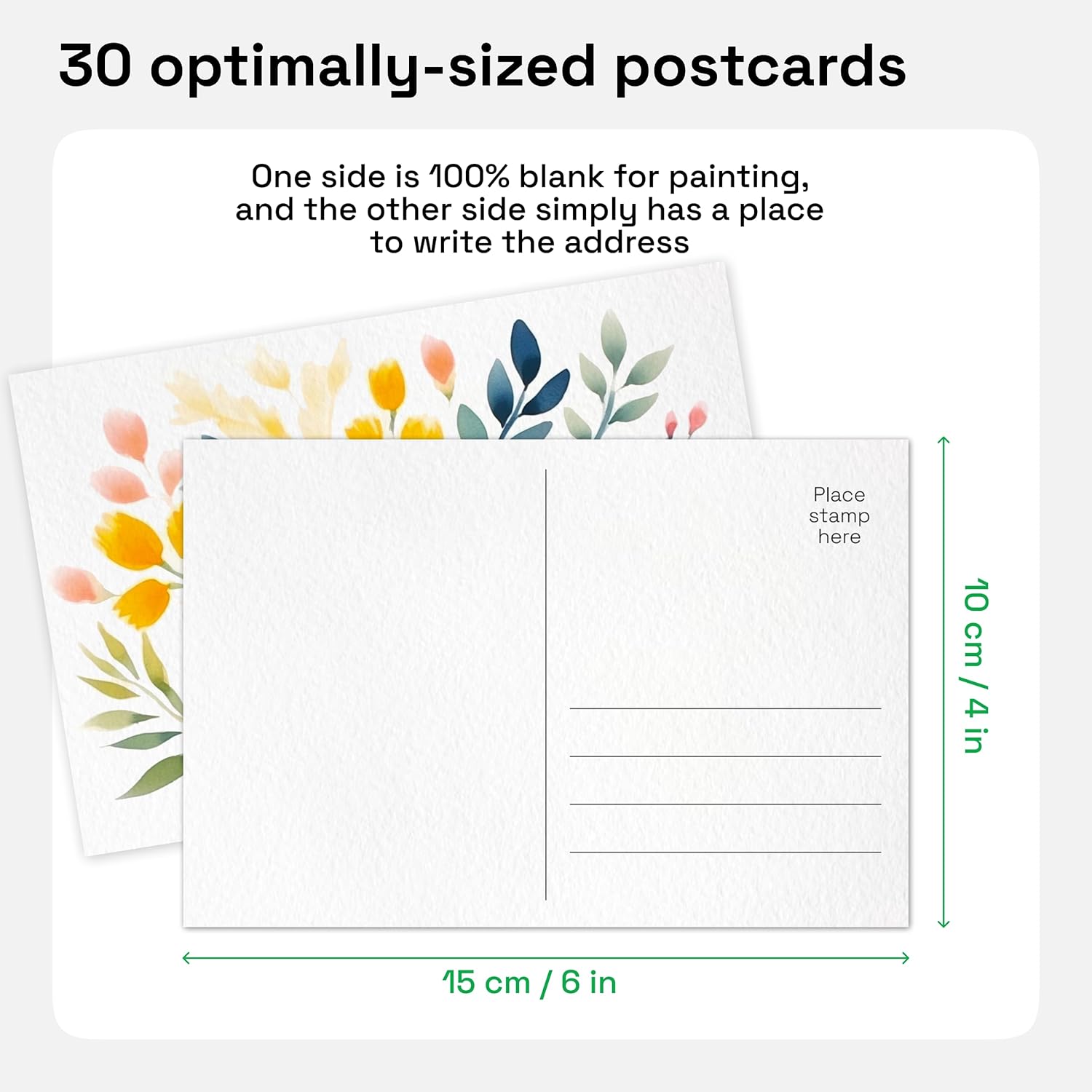 ARTISTRO 30 Watercolor Postcards 4x6 Inches - Heavyweight Paper Cards 140lb (300gsm) - Blank Postcards for Mailing, DIY Thank You Card, Greetings Cards, Christmas, Invitations, Birthday and More