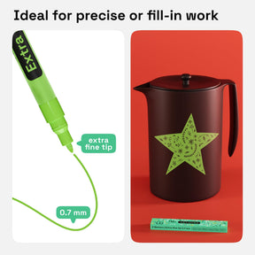 ARTISTRO 2 Light Green Acrylic Paint Markers - 0.7mm Lime Extra Fine-Tip Paint Pens - Perfect for Crafting, Art Projects