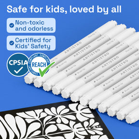 ARTISTRO 12 White Dual-Tip Acrylic Paint Marker Pens for Drawing