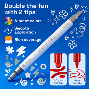 ARTISTRO Metallic Dual-Tip Acrylic Paint Marker Pens - Set of 12