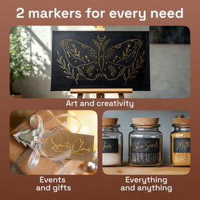 ARTISTRO 2 Gold Acrylic Paint Markers - 0.7mm Extra Fine-Tip Metallic Paint Pens - Perfect for Crafting, Art Projects, & More
