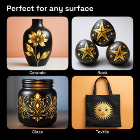 ARTISTRO 5 Gold Paint Pen for Rock, Glass, Ceramic, Wood, Tire, Fabric, Metal, Canvas, Marking, Painting - Set of 5 Acry